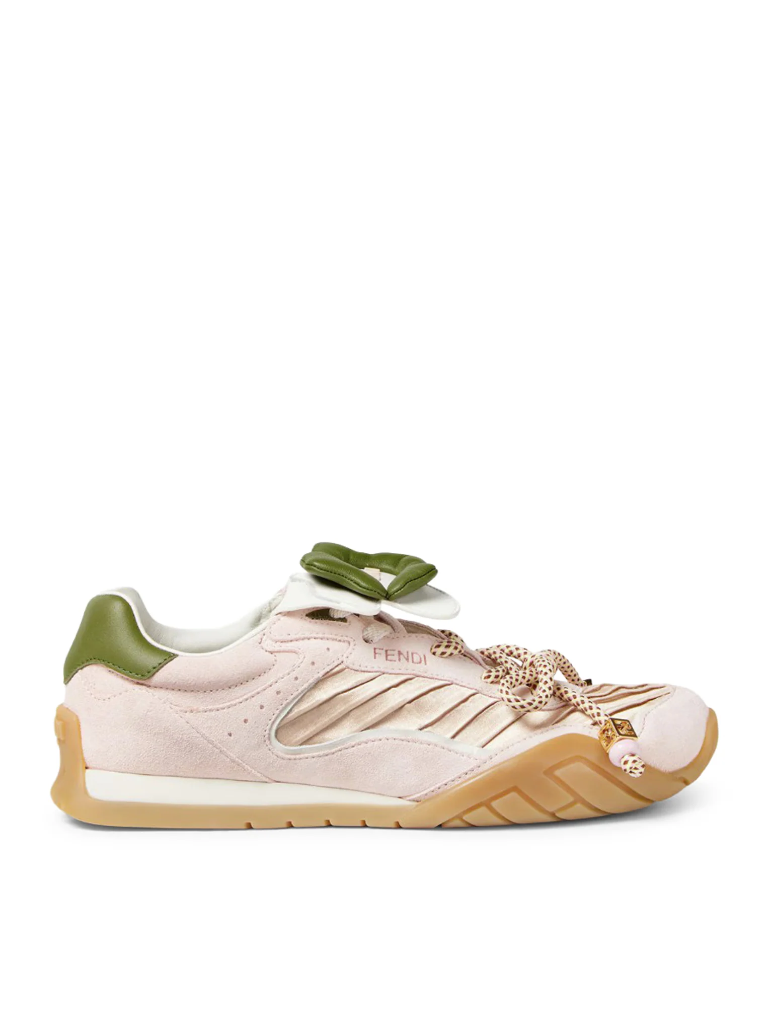 FENDI WAVE PULSE LOW TOP IN PINK FABRIC AND SUEDE